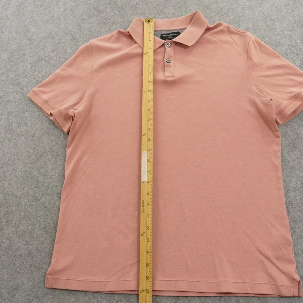 Banana Republic Polo Shirt Mens Large Pink Dress Short Sleeve Casual Stretch